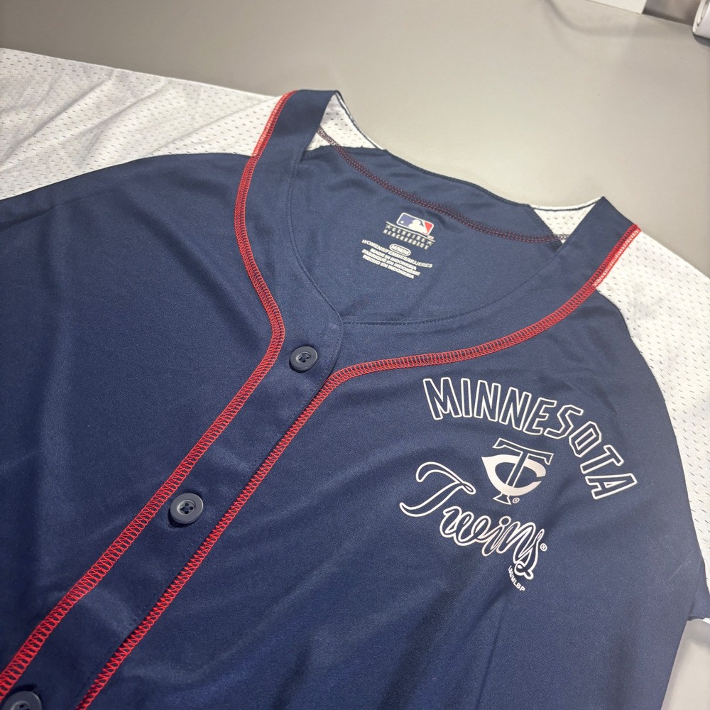 Minnesota Twins MLB‎ Women's Baseball Jersey Shirt Medium Navy Blue